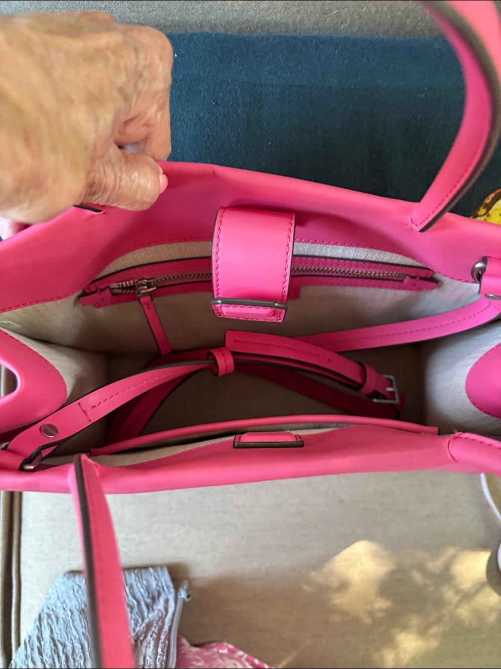 Tory Burch Pink Leather Logo Tote - Picture 8 of 8